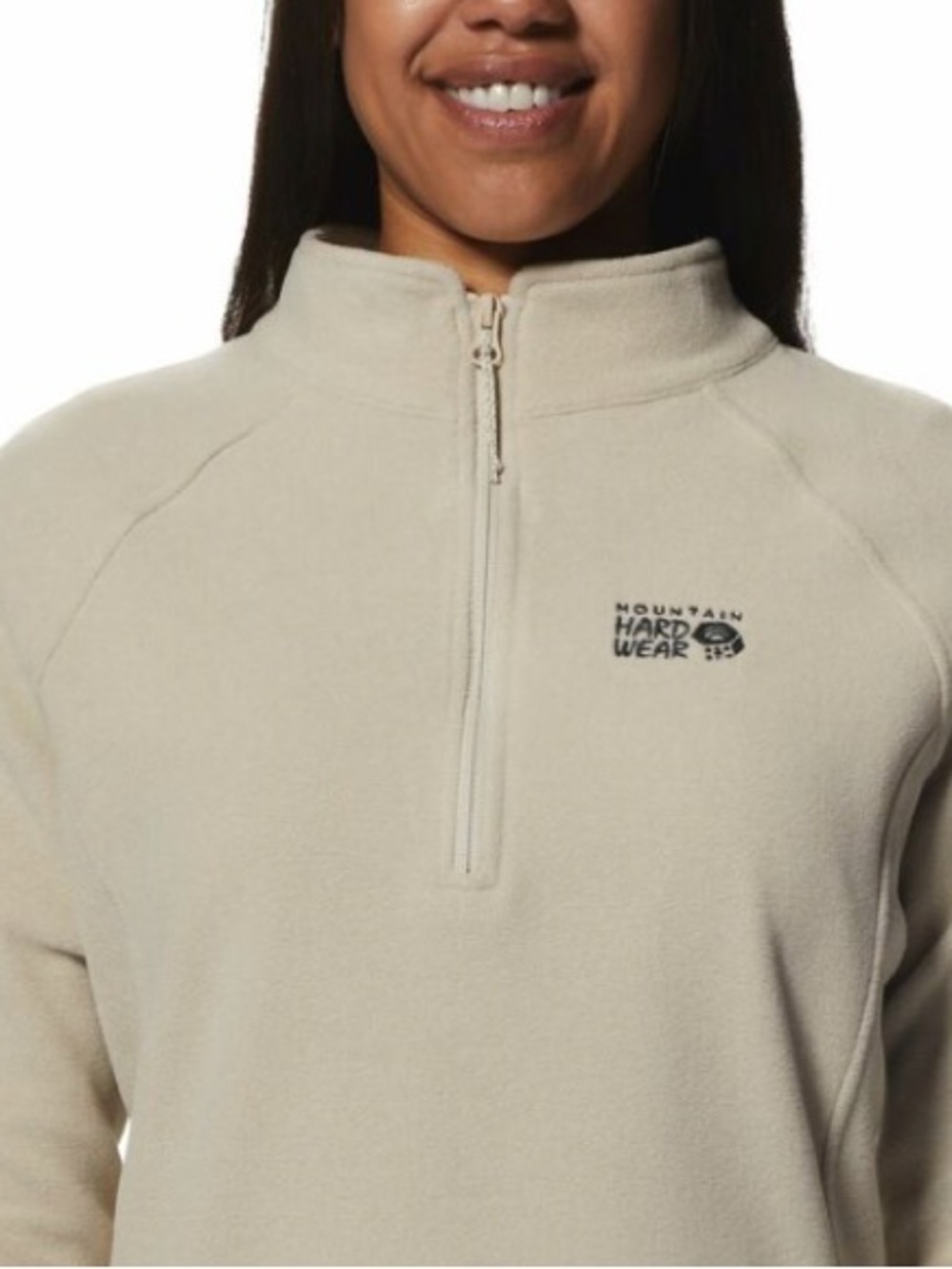 Mountain Hardwear Light Cream Quarter-Zip Fleece Pullover Sweatshirt Jacket